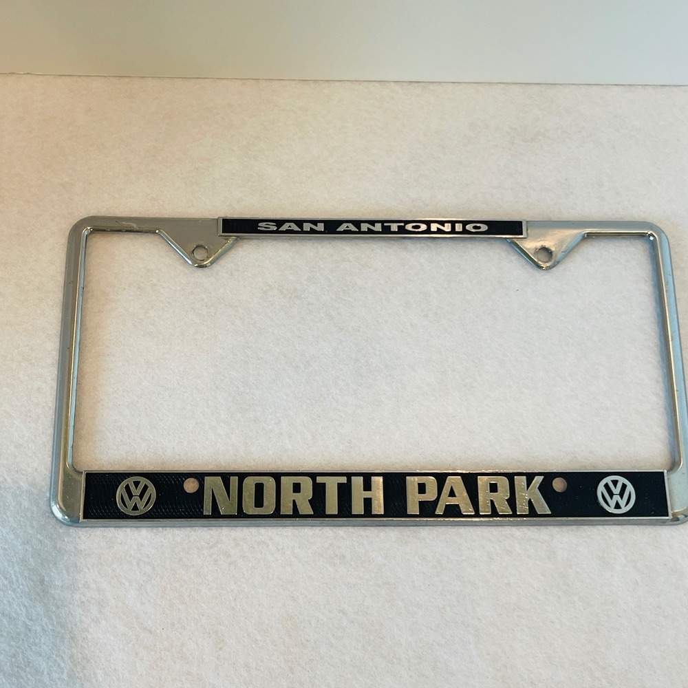 Volkswagen North Park San Antonio Chrome License Plate Frame VW Silver Black